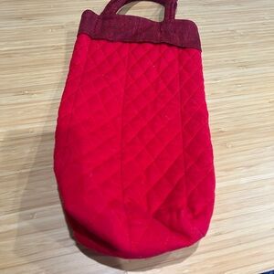 Red Quilted Reusable Wine Bottle Gift Bag